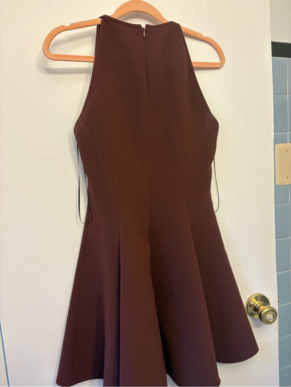 Sleeveless Brown A-Line Dress - Picture 3 of 5